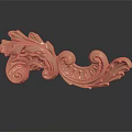 Intricate Golden Carved Decoration With Leaf And Scroll Patterns On Black Surface 3d model