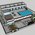 Modern Garden Landscape Featuring Building Pool Greenery And Outdoor Leisure Areas