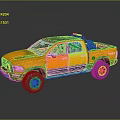 Yellow Off Road Pickup Truck With Black Roof And Red Seats