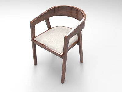 Modern Armchair Solid Wood Chair 3d model