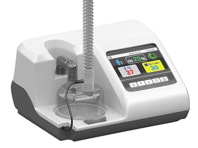 Medical Ventilator Device With Digital Display And Breathing Tube For Respiratory Support 3d model