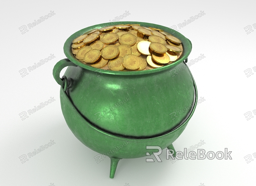 Lucky Gold Coin Altar of Gold Coin Green Jar Jar model