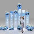 Photo Check In Spot With Blue Flower Bouquets Mirror Decorations And Text Signs