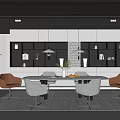 Elegant Modern Restaurant Interior Design With Gray Brown Chairs Round Dining Table And Hanging Lamps