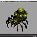 Black Reptile Creature With Green Round Bulbs And Multiple Legs Fantasy Design