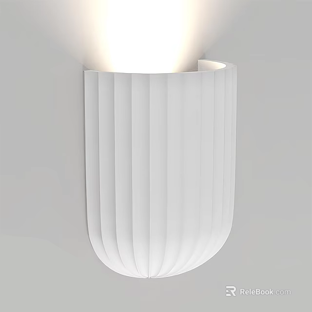 Elegant White Pleated Wall Lamp Illuminated Wall Mounted Decorative Lighting 3d model 