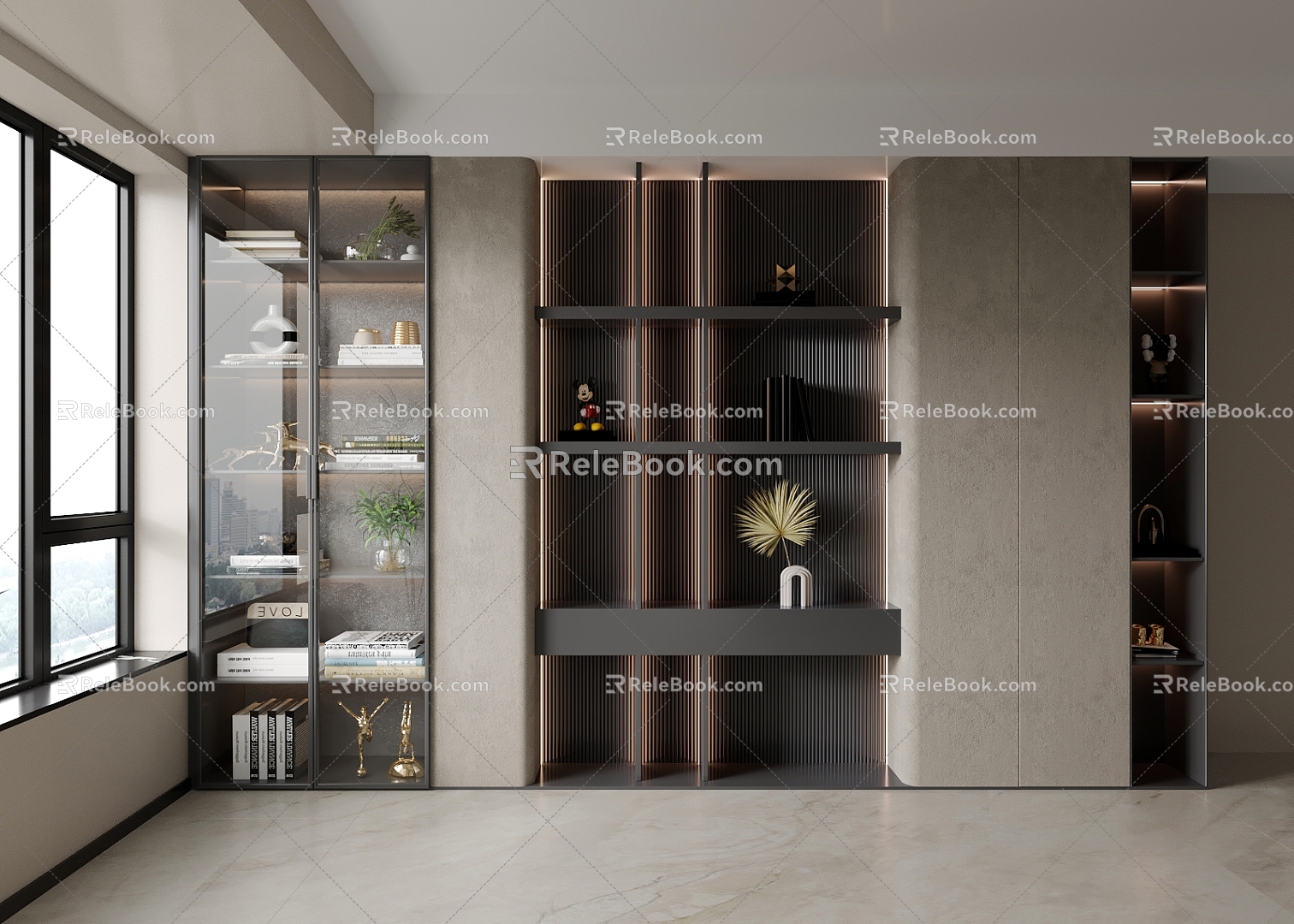 Decorative Cabinet Bookcase Locker 3d model