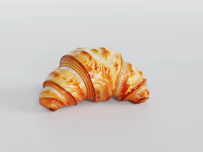 Delicious Golden Buttery Flaky Croissant With Layers Freshly Baked Perfect Breakfast 3d model