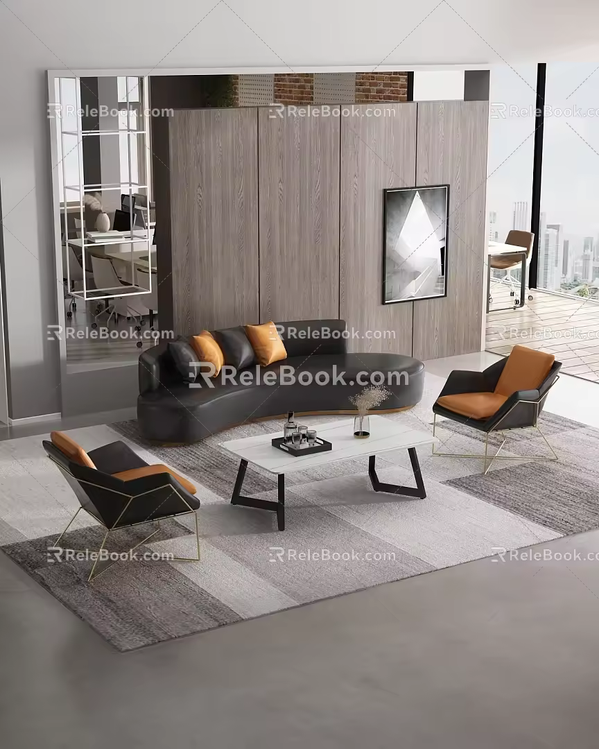 Nordic Sofa Coffee Table Combination Office Sofa Combination 3d model