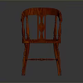 Traditional Red Wooden Chair With Armrests And Carved Back Design