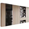 Modern Stylish Decorative Cabinet With Glass Doors Wooden Panels Shelves Drawers And Storage Compartments