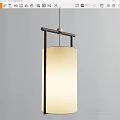 Modern Pendant Light With Metal Frame And Beige Fabric Shade For Interior Decor