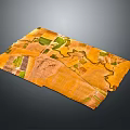 Aerial Natural Scenery With Yellow Green Fields And Winding River View
