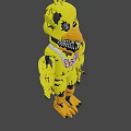 Yellow Duck Like Horror Game Character With Sharp Teeth Purple Eye And Lets Eat Vest