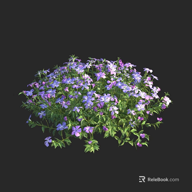Vibrant Purple And Pink Flowers With Fresh Green Leaves In Lush Plant Cluster 3d model 
