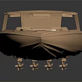 Golden Motorboat With Three Engines Seats And Modern Design Features