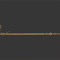 Brass Colored Elongated Metal Bracket With Curved Sections And Connecting Parts