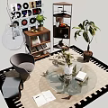Stylish Storage Shelf With Vinyl Records Green Plants Books And Decorative Items