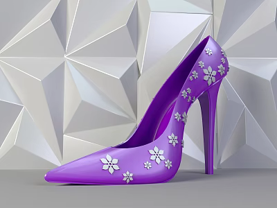 US Chen Purple DP Point Small Scene Snowflake Christmas Holiday High Heels Woman 3d model