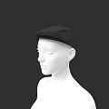 Fashionable Classic Black Beret on White Mannequin Against Grey Background