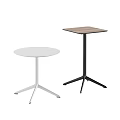 Modern Side Tables Featuring White Round Top And Brown Square Top With Black Stand 3d model