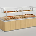 Retail Bakery Display Shelves Featuring Transparent Glass And Wooden Cabinet For Fresh Bread