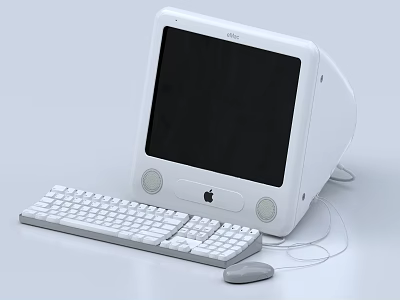 Apple iMac Desktop Computer With White Design Black Screen Speakers Keyboard And Mouse 3d model