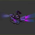 Futuristic Motorcycle With Dynamic Rider And Purple Thrusters Neon Light Effects