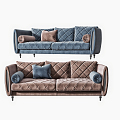 Modern double sofa multiplayer sofa 3d model