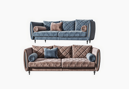 Modern double sofa multiplayer sofa 3d model