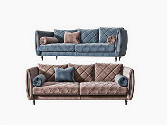 Modern double sofa multiplayer sofa 3d model