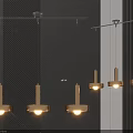 Modern Brass Chandelier With Linear Suspended Design And Golden Hanging Lights