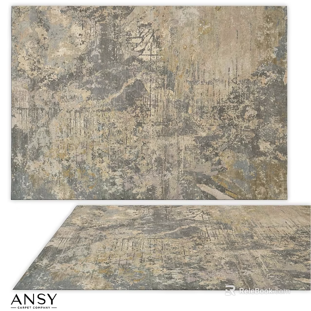 Square Rug With Abstract Pattern And Neutral Tones For Modern Living Room 3d model 