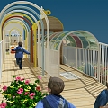 Modern playground kindergarten outdoor 3d model