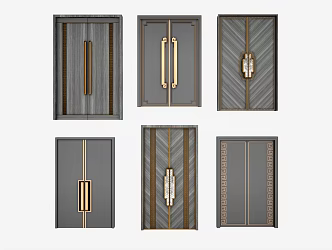 New Chinese Double Door 3d model