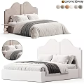 Modern White Kids Bed with Stylish Headboard and Soft Bedding Including Striped Blanket