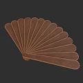 Classic Brown Wooden Handheld Fan With Slatted Structure For Daily Use