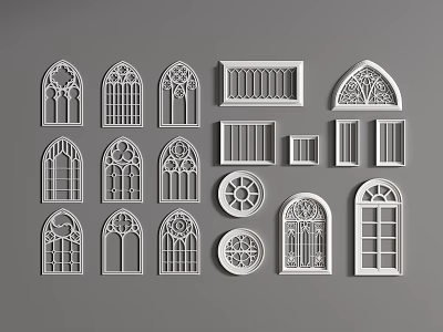 Ornate Windows With Various Architectural Designs For Home And Building Decor 3d model