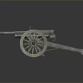 Antique Military Cannon With Wooden Wheels Iron Barrel And Vintage Carriage