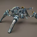 Smart Machine With Mechanical Spider Like Structure Multiple Armored Legs And Sensor Equipment 3d model