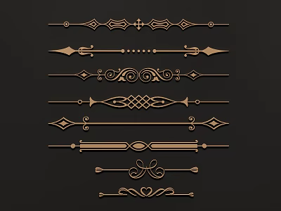 Various Elegant Ornamental Carving Designs With Decorative Line Patterns And Styles 3d model