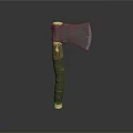 Vintage Handcrafted Axe With Leather Wrapped Wooden Handle And Metal Head