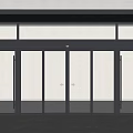 Modern Black Frame Glass Sliding Door With Top Window And Multiple Panels 3d model