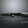 Black Tactical Knife With Sharp Blade And Perforated Handle Design
