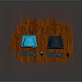 Vintage Computer Setup With Dual Blue Screen Monitors Keyboards Mice And Tower Cases