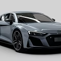 Silver Audi R8 Sports Car Featuring Sleek Body LED Headlights And Black Alloy Wheels