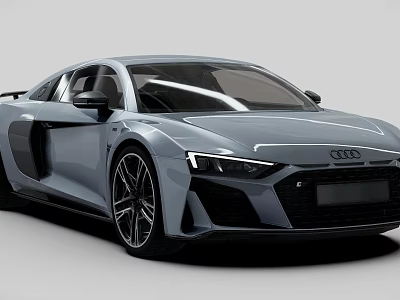 Silver Audi R8 Sports Car Featuring Sleek Body LED Headlights And Black Alloy Wheels 3d model