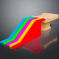 Colorful Wooden Slide Structure With Multiple Colored Chutes And Smooth Surface Design