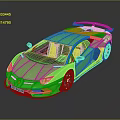 Green High Performance Sports Car With Rear Spoiler Black Wheels Red Interior Shiny Surface