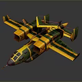 Green And Yellow Striped Futuristic Spacecraft Aerospace Model 3D Concept Design